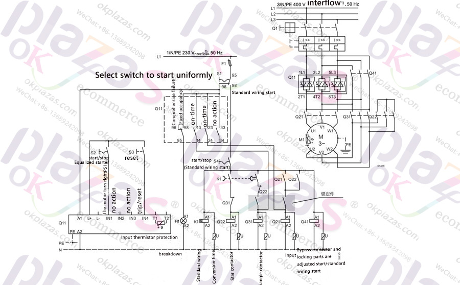 Siemens soft starter 3RW44 typical circuit diagram